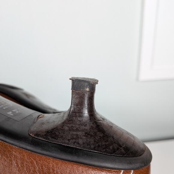 Vintage Y2K Kitten Heel Loafers 7 Brown Buckle Squre Toe Academia Twee Chunky - Picture 11 of 16